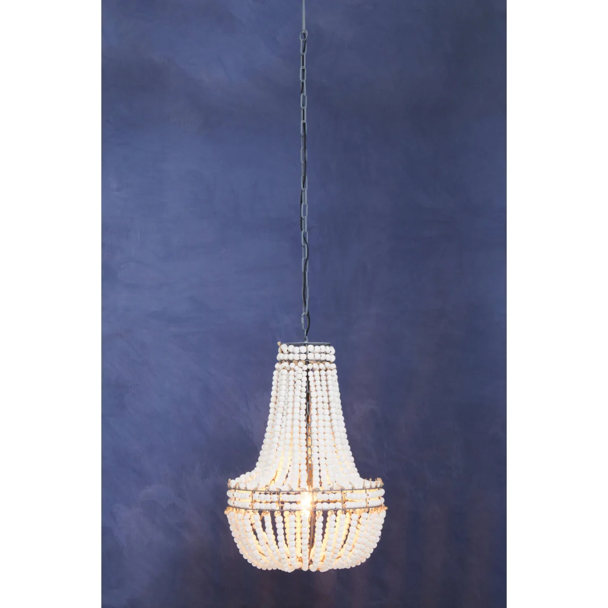 Lapiz Antique White Wooden Beads Chandelier - White, Grey – image 3
