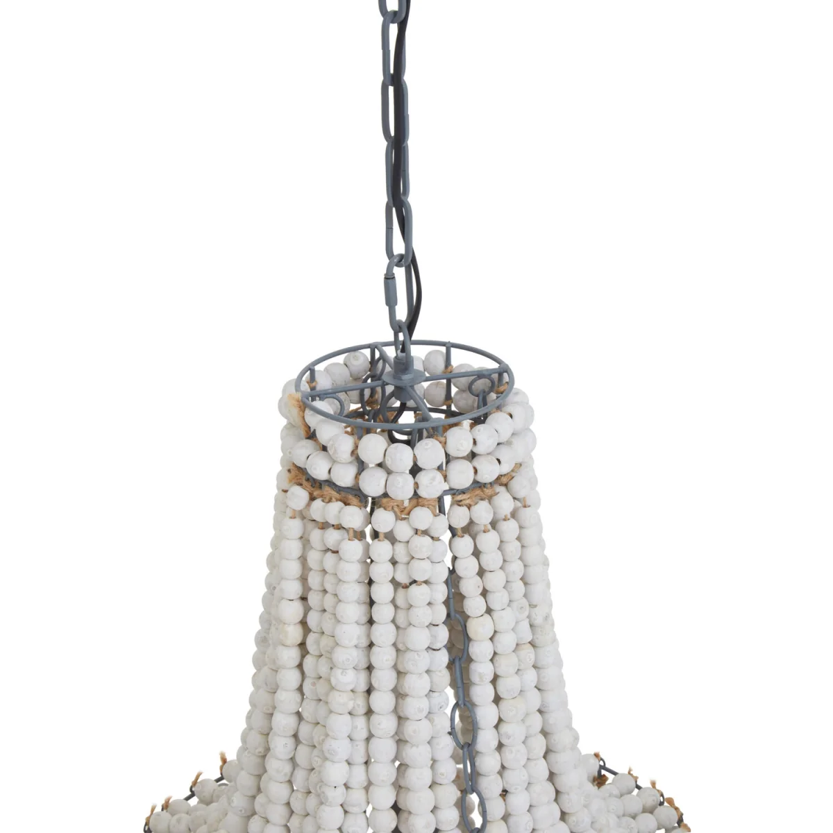Lapiz Antique White Wooden Beads Chandelier - White, Grey – image 5