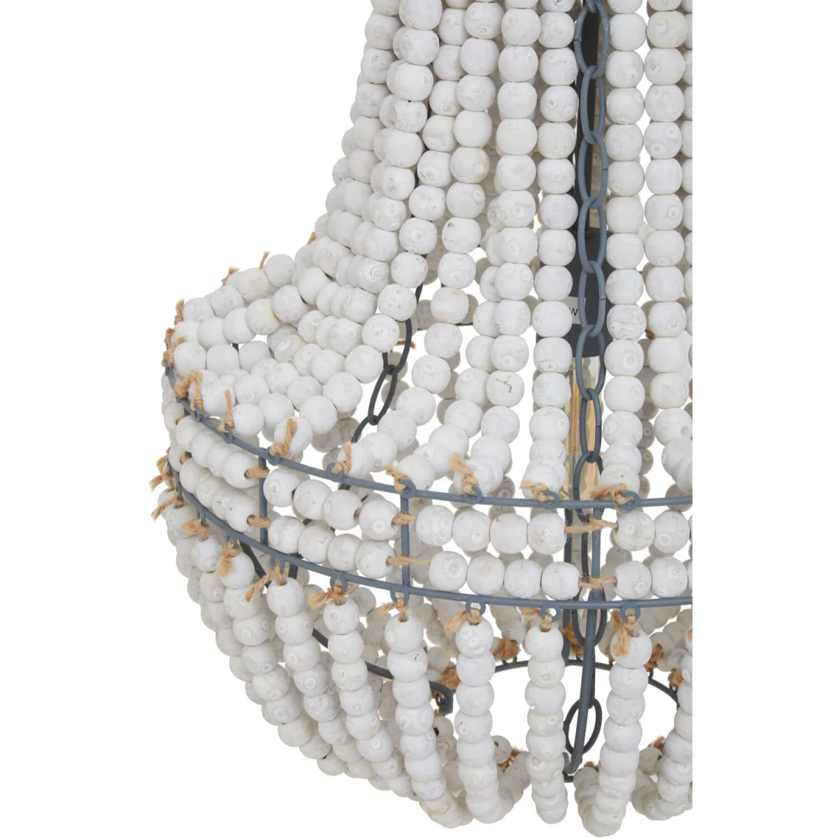 Lapiz Antique White Wooden Beads Chandelier - White, Grey – image 6