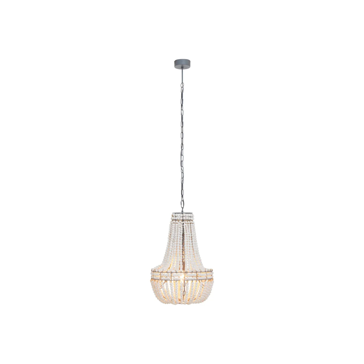 Lapiz Antique White Wooden Beads Chandelier - White, Grey – image 1