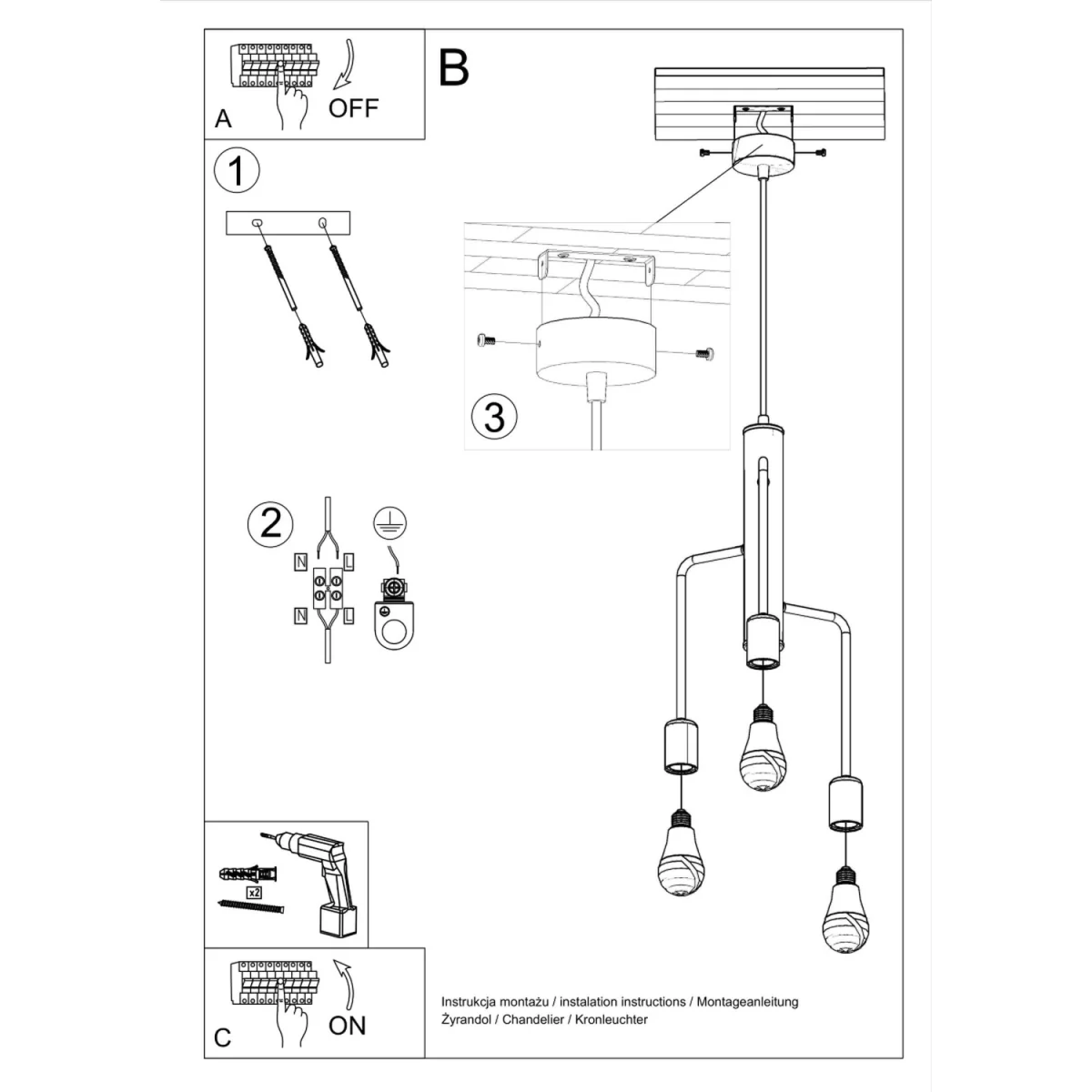 Chandelier DUOMO 3D - black / 25cm – image 8