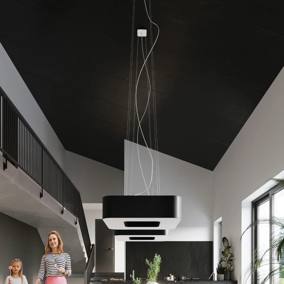 Chandelier URANO 60 black - black / 60cm – image 5