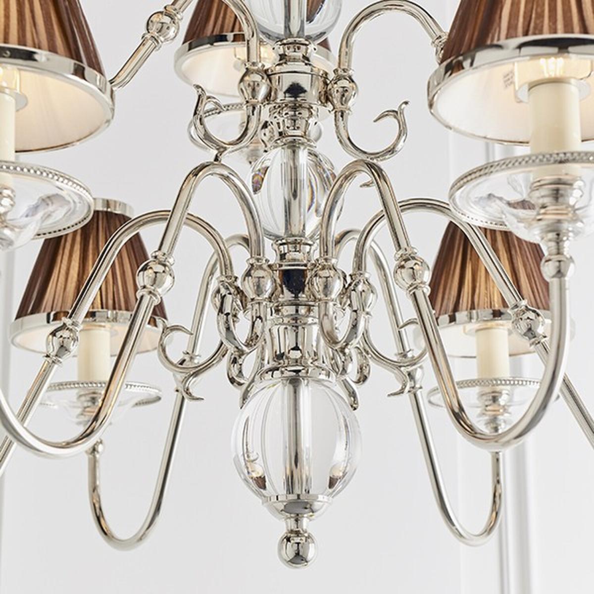 Tilburg 9 Light Chandelier Polished Nickel Plate Crystal Finish, E14 - Polished Nickel Plate – image 3