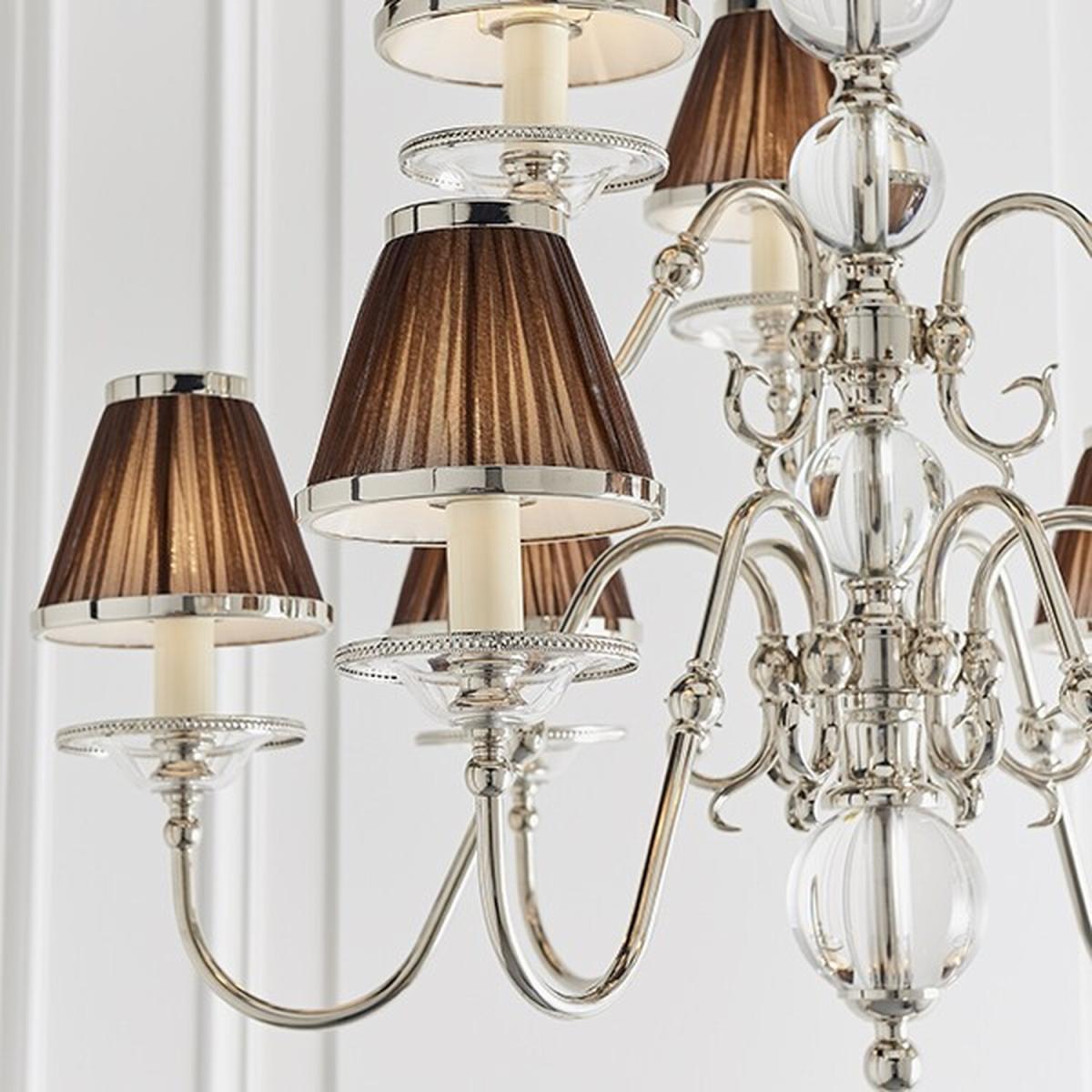 Tilburg 9 Light Chandelier Polished Nickel Plate Crystal Finish, E14 - Polished Nickel Plate – image 4