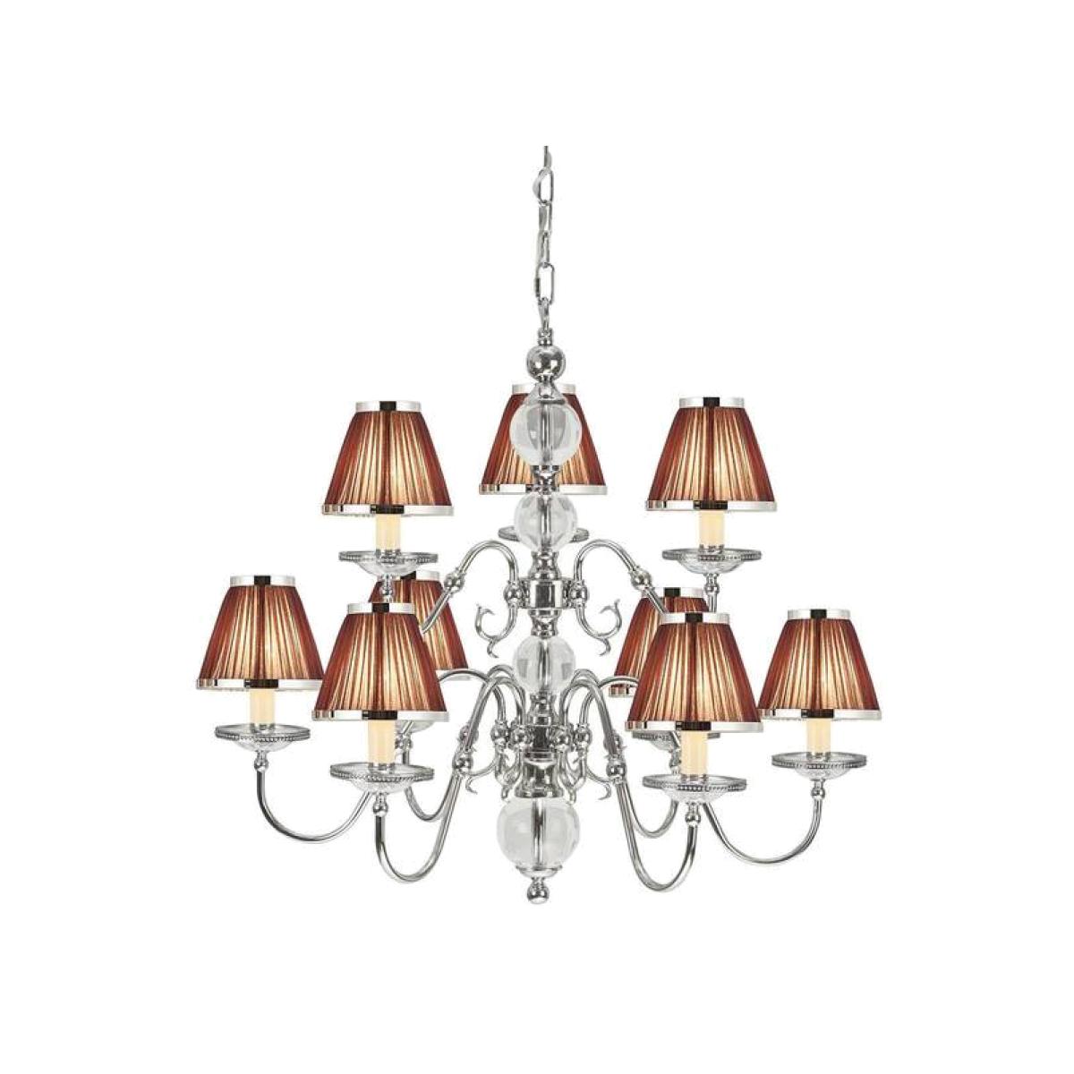 Tilburg 9 Light Chandelier Polished Nickel Plate Crystal Finish, E14 - Polished Nickel Plate – image 1