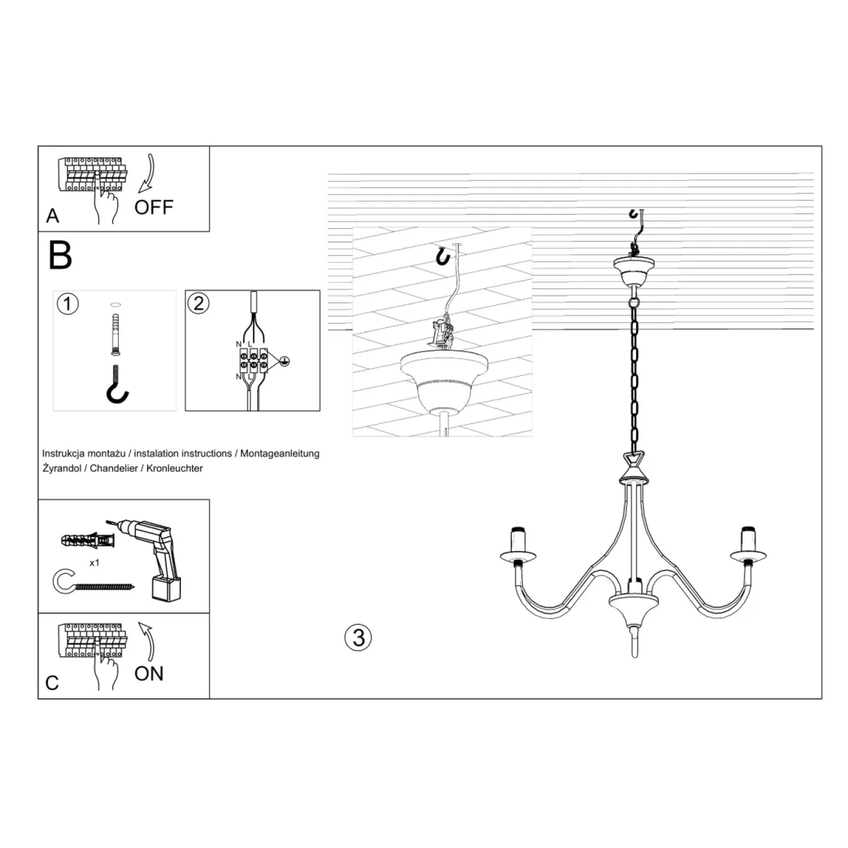 Chandelier MINERWA 3 black - black – image 7