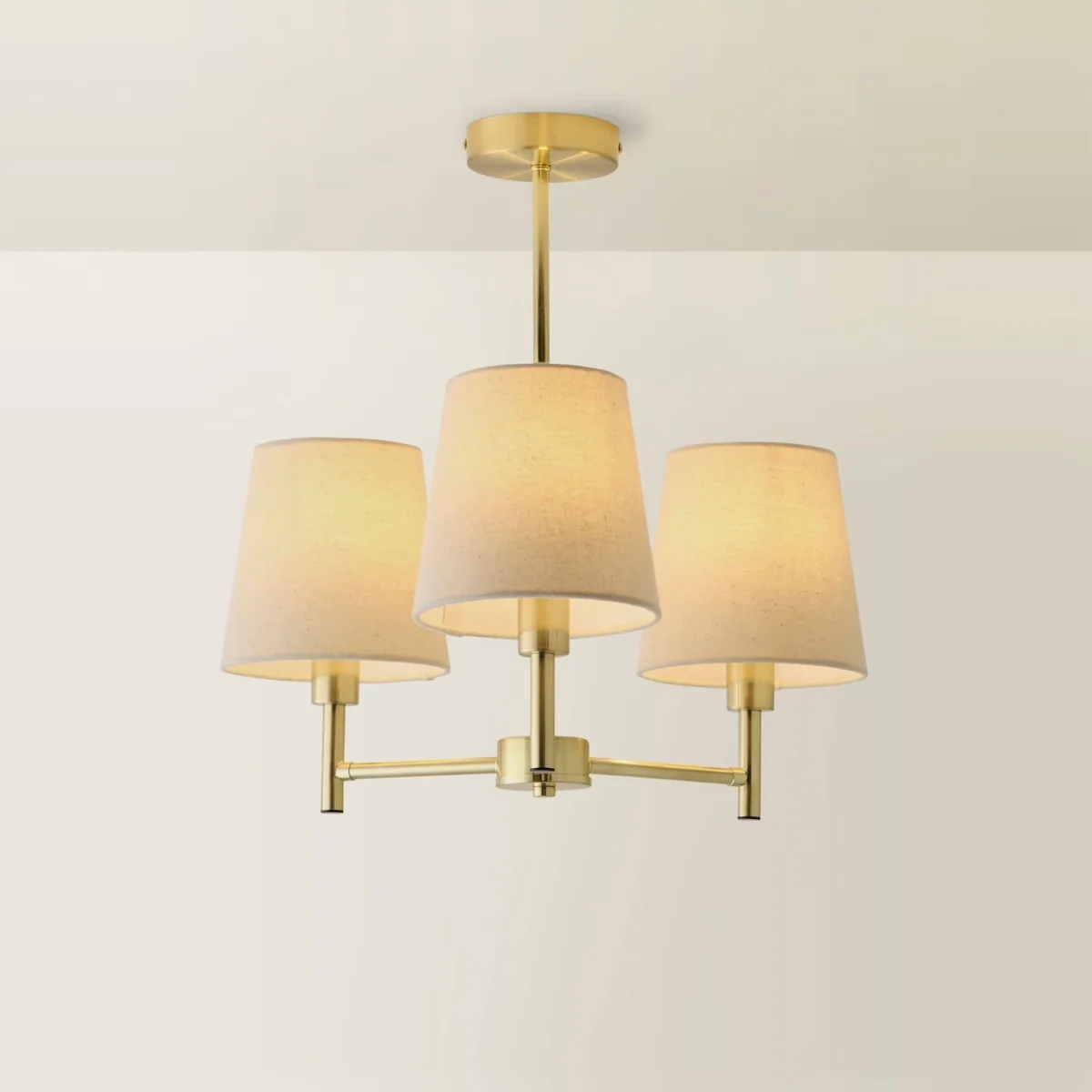 Kincaid 3 Arm Chandelier Ceiling Light with Tapered Shades - Brushed Gold / 0.04kg – image 4