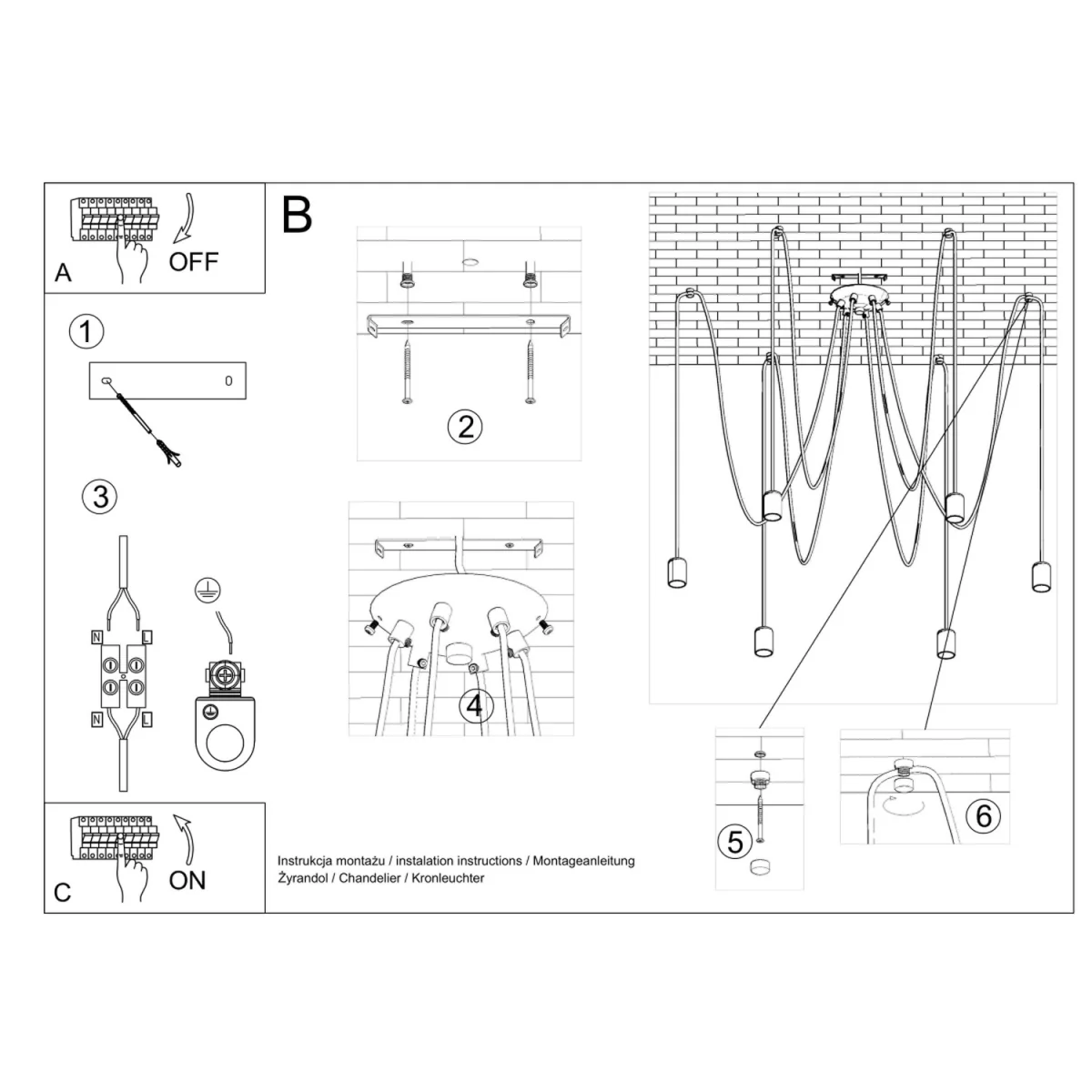 Chandelier EDISON 5 black - black – image 8