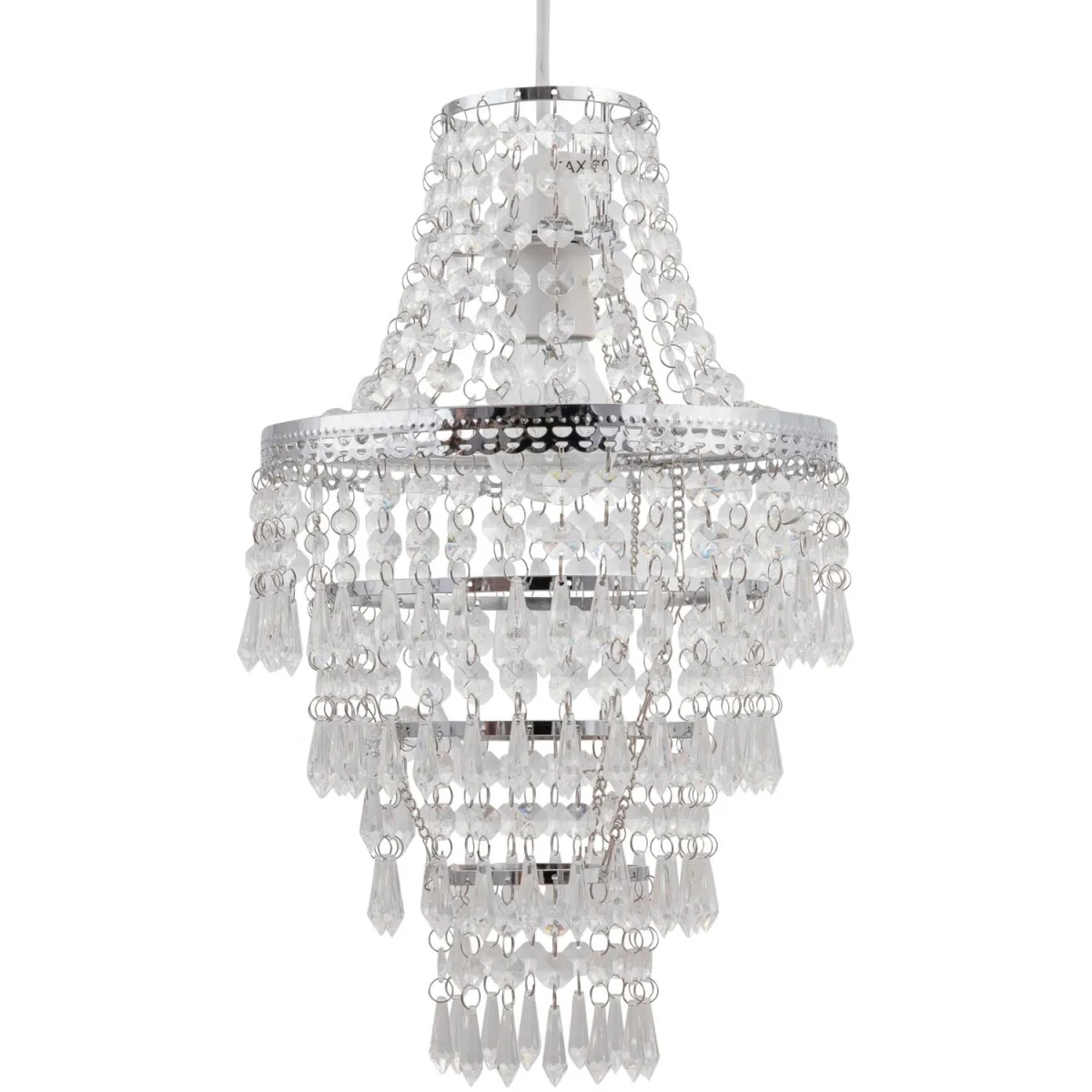 Set Of 2 Chrome Tiered Chandelier Style Light Shades - Clear – image 2