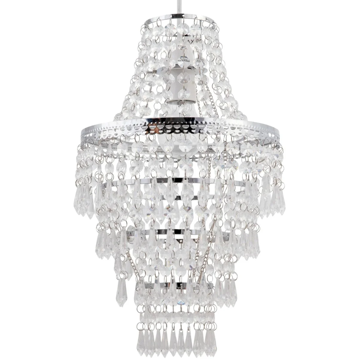 Set Of 2 Chrome Tiered Chandelier Style Light Shades - Clear – image 3
