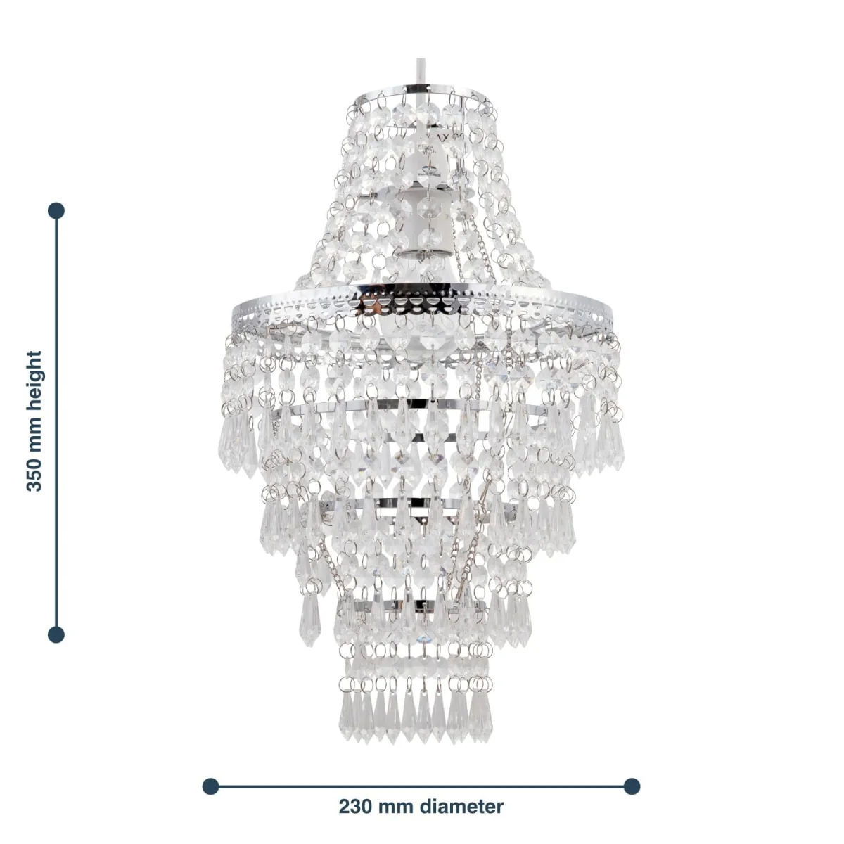Set Of 2 Chrome Tiered Chandelier Style Light Shades - Clear – image 5