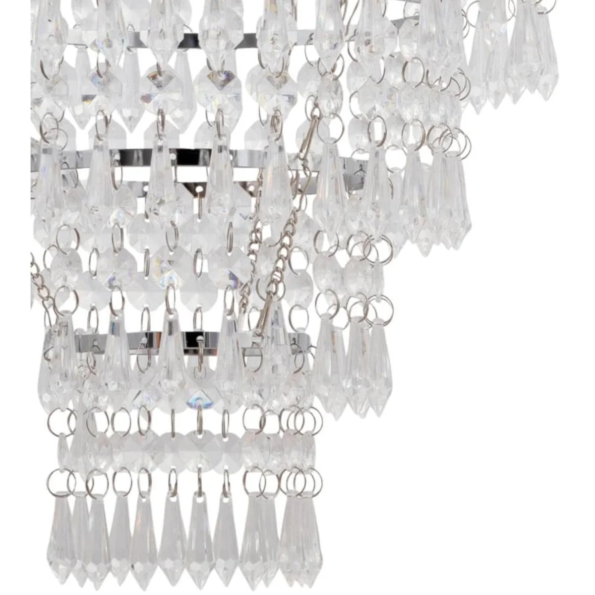 Set Of 2 Chrome Tiered Chandelier Style Light Shades - Clear – image 6