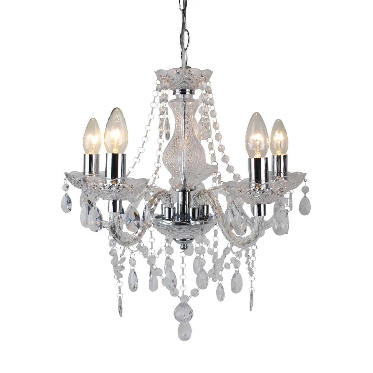 Marie Therese 5lt Chandelier - Clear Acrylic With Polished Chrome Plate Detail – image 4