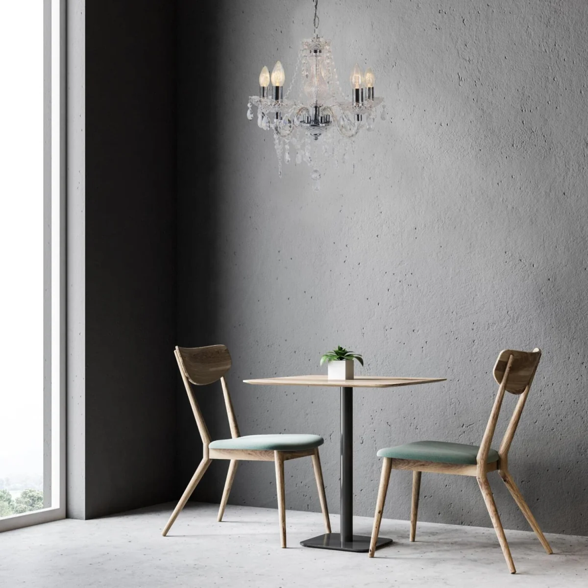 Marie Therese 5lt Chandelier - Clear Acrylic With Polished Chrome Plate Detail – image 5