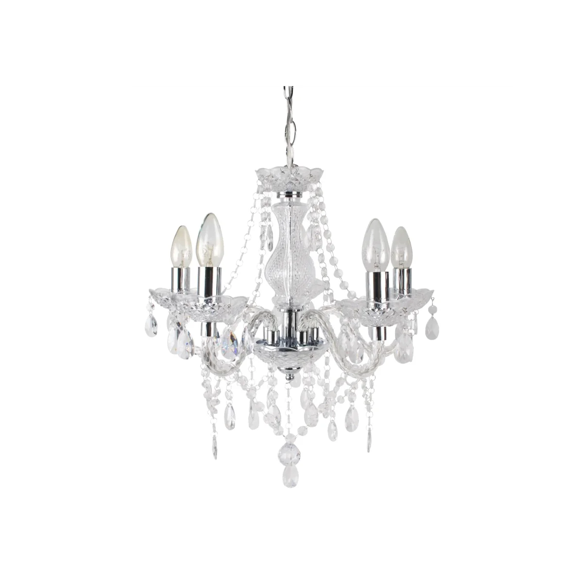 Marie Therese 5lt Chandelier - Clear Acrylic With Polished Chrome Plate Detail – image 1