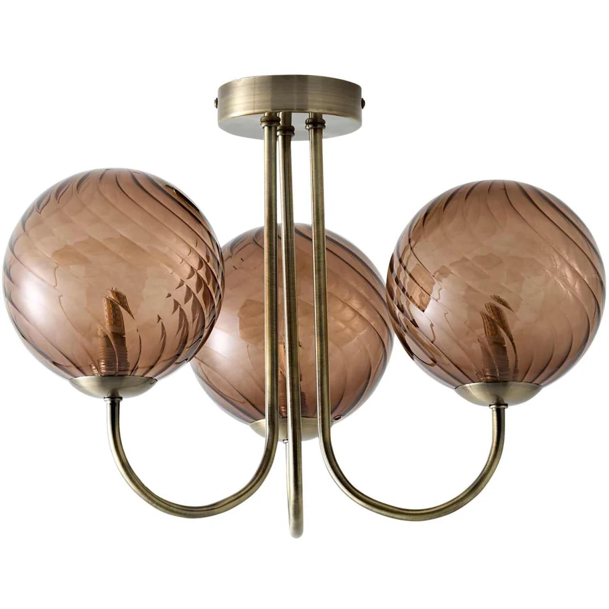 Sydney 3 Arm Glass Shade Chandelier Style Ceiling Light - Brushed Brass / Yes - Brushed Brass – image 2