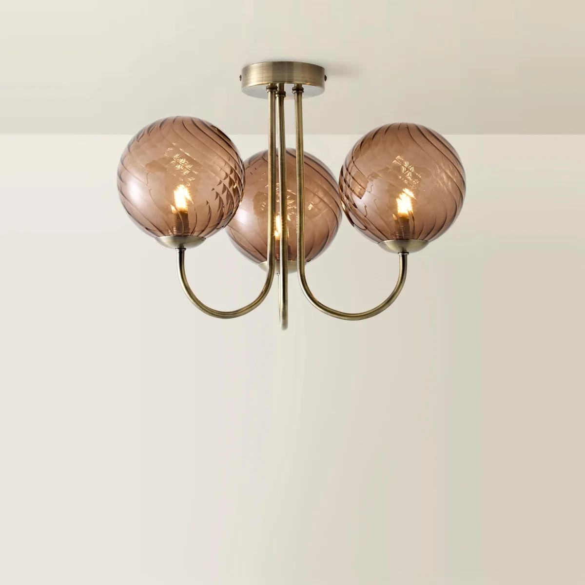 Sydney 3 Arm Glass Shade Chandelier Style Ceiling Light - Brushed Brass / Yes - Brushed Brass – image 4