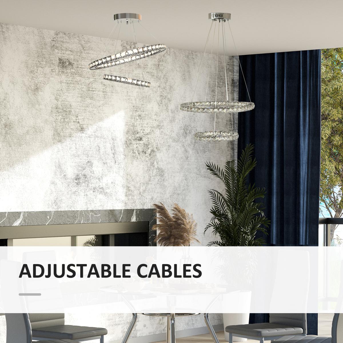 LED Chandelier 2 Crystal Rings – image 3