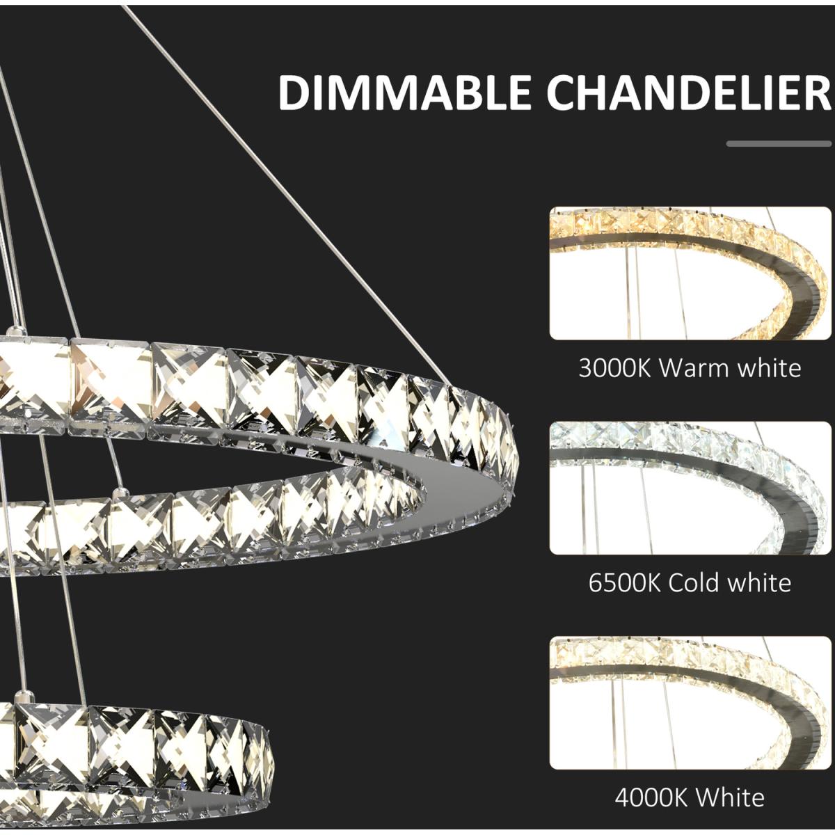 LED Chandelier 2 Crystal Rings – image 4
