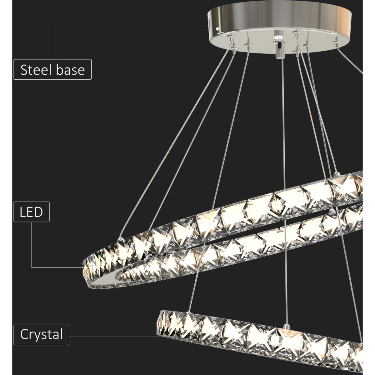 LED Chandelier 2 Crystal Rings – image 5