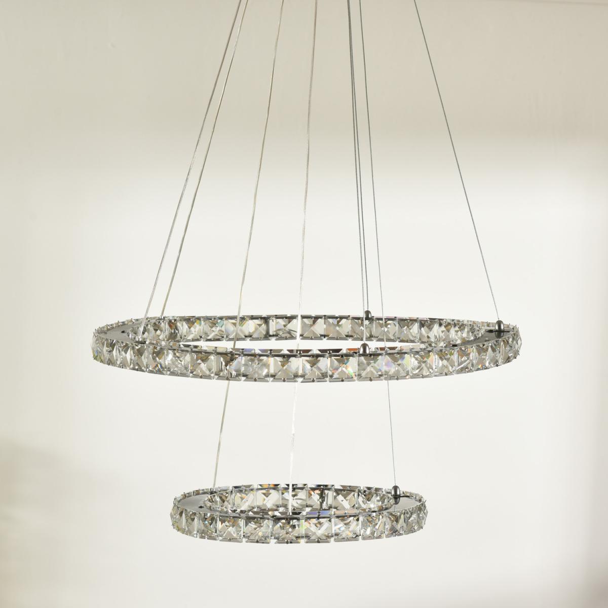 LED Chandelier 2 Crystal Rings – image 6