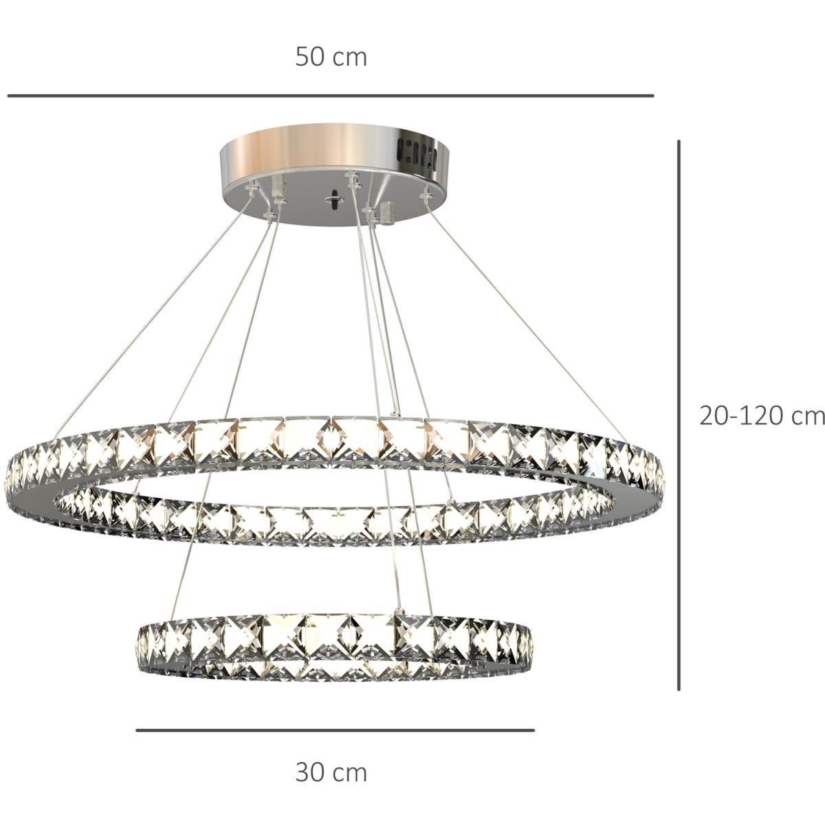 LED Chandelier 2 Crystal Rings – image 8