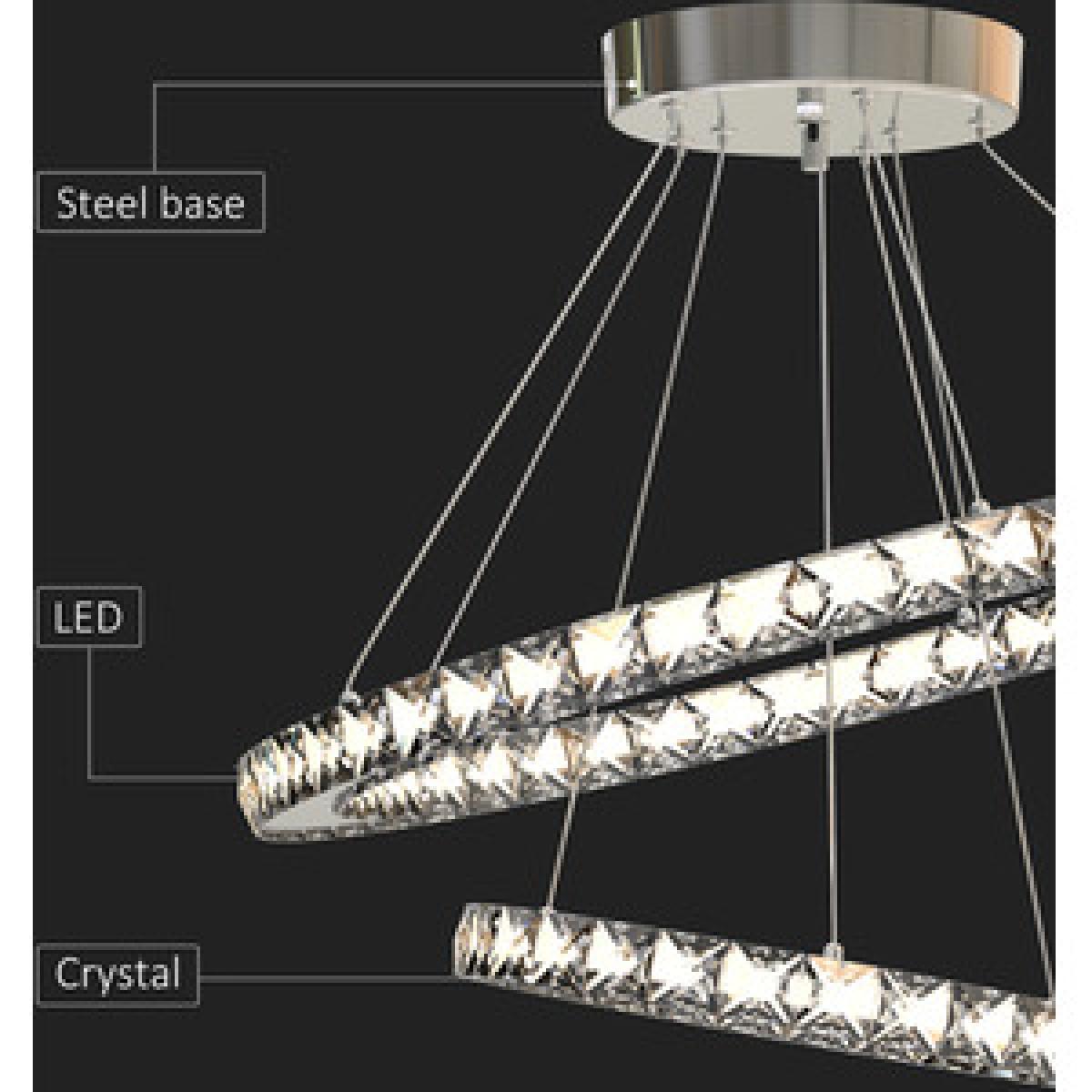 LED Chandelier 2 Crystal Rings – image 9