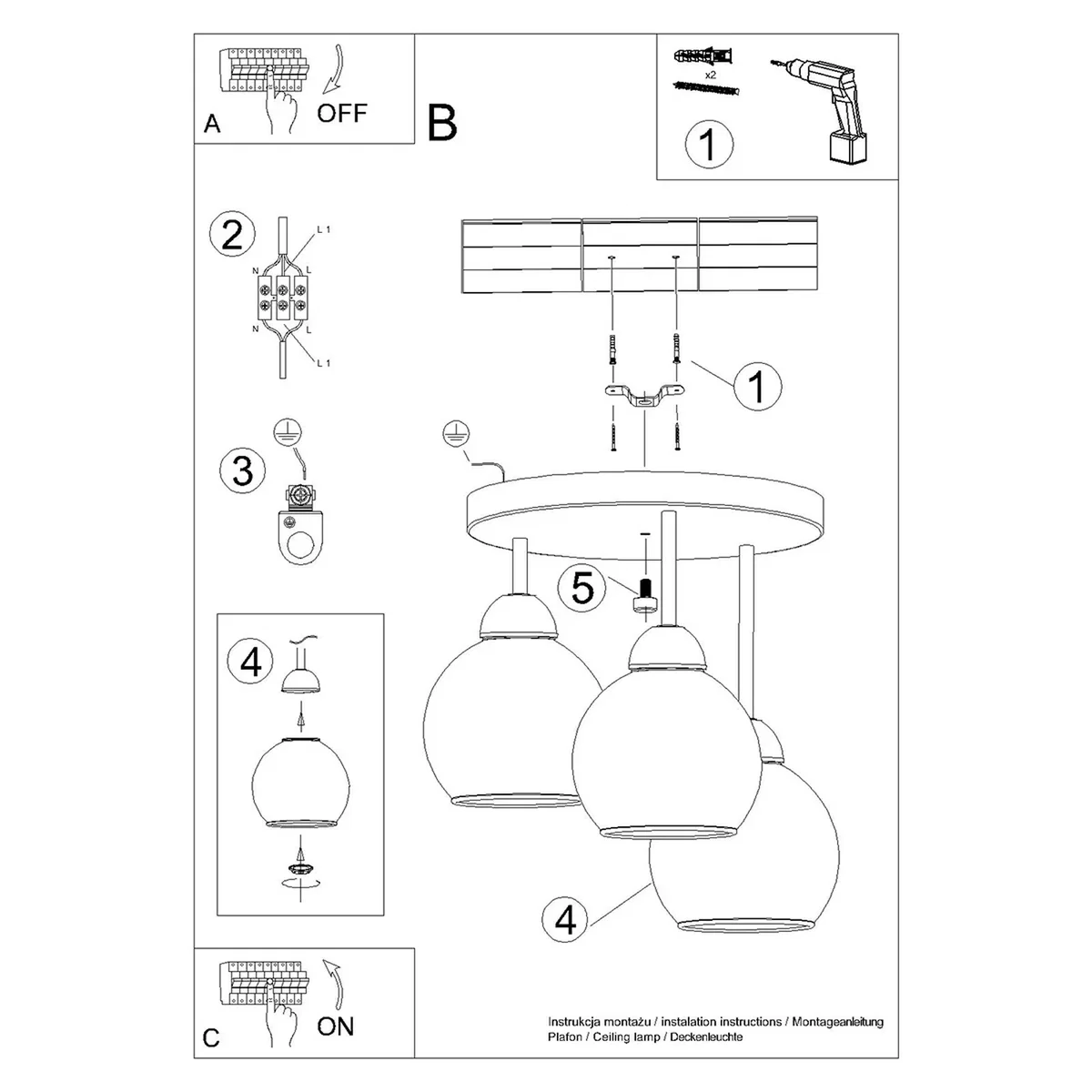 Chandelier ALINO 3 black - black – image 9