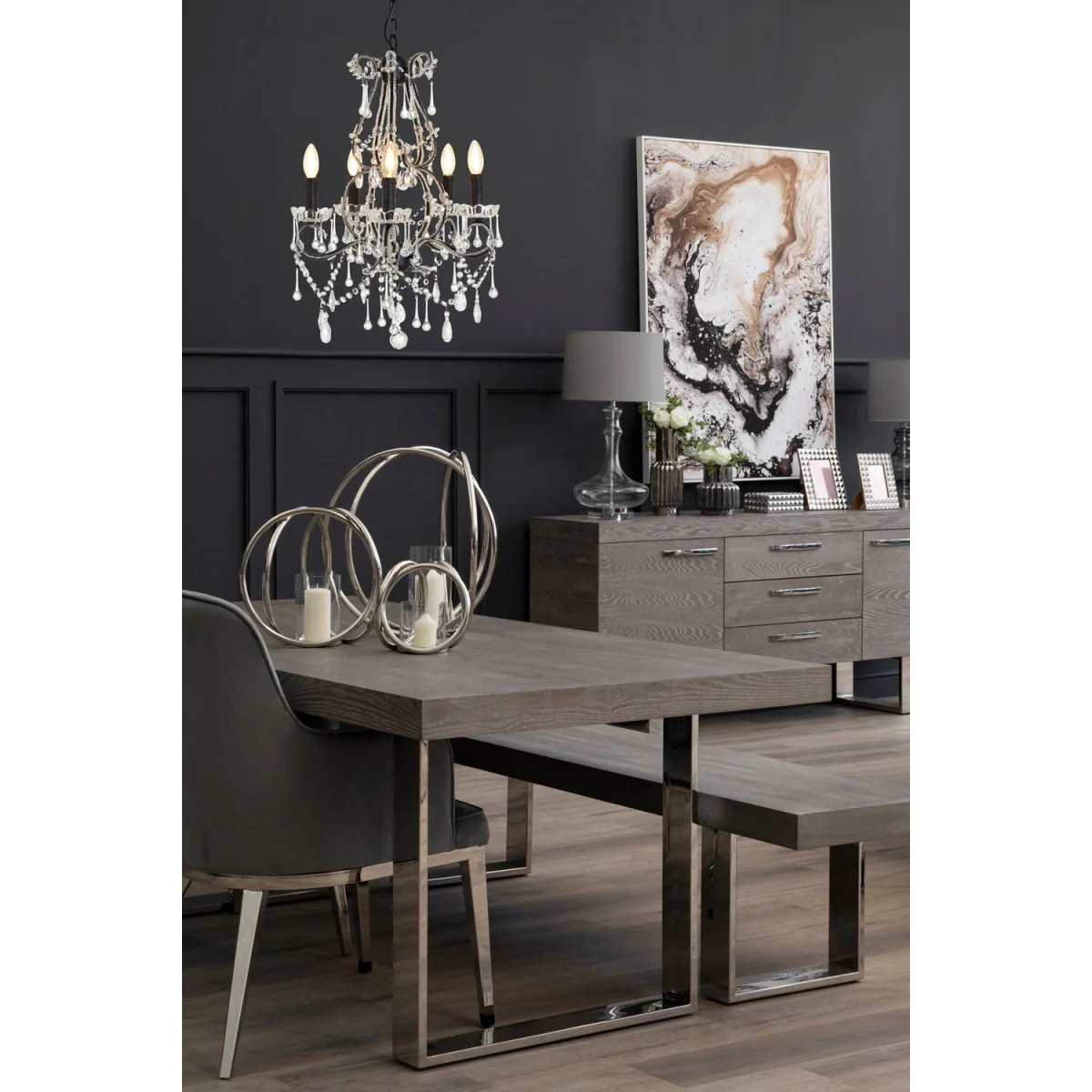 Kensington Townhouse 5 Bulb Crystal Glass Chandelier - Black – image 4