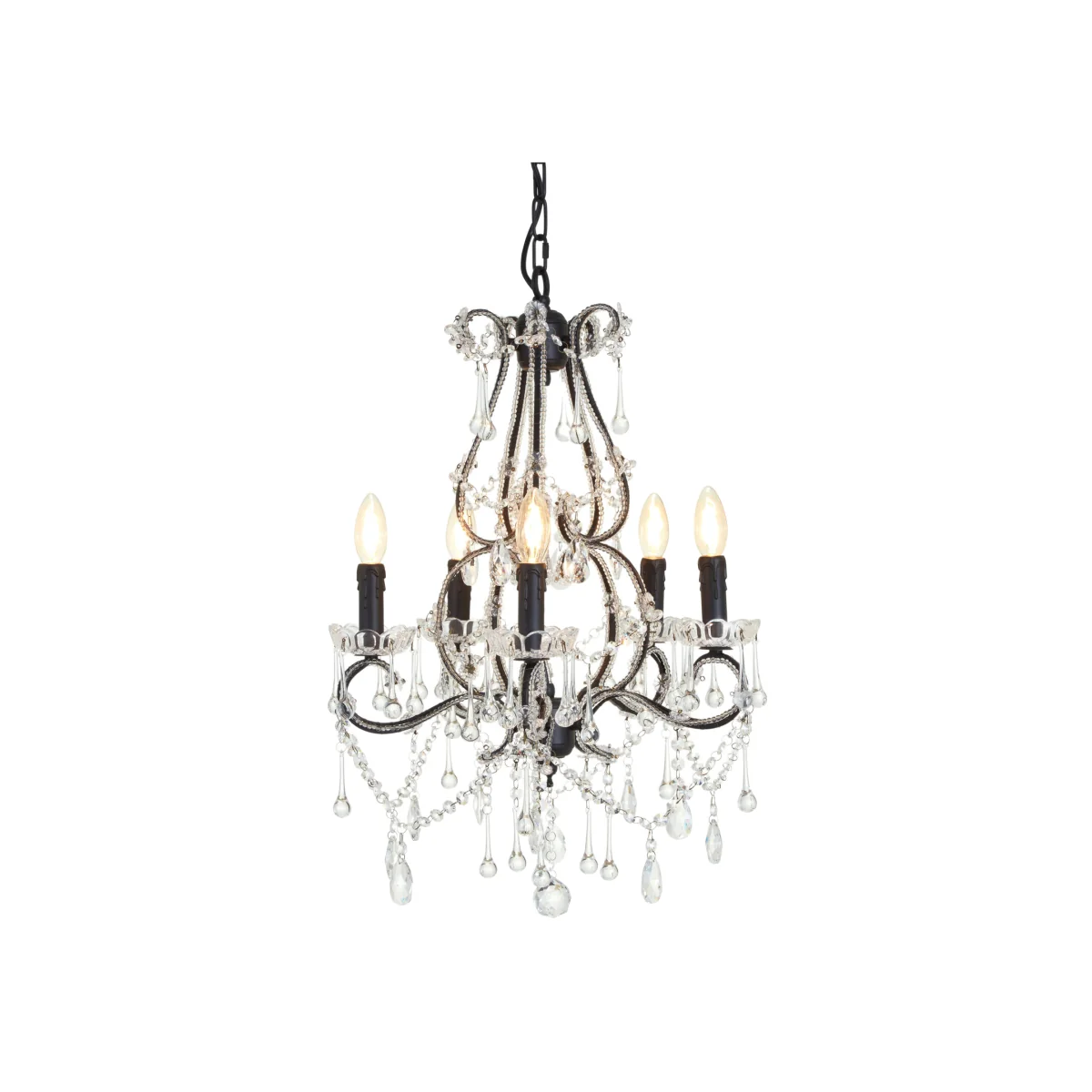 Kensington Townhouse 5 Bulb Crystal Glass Chandelier - Black – image 1