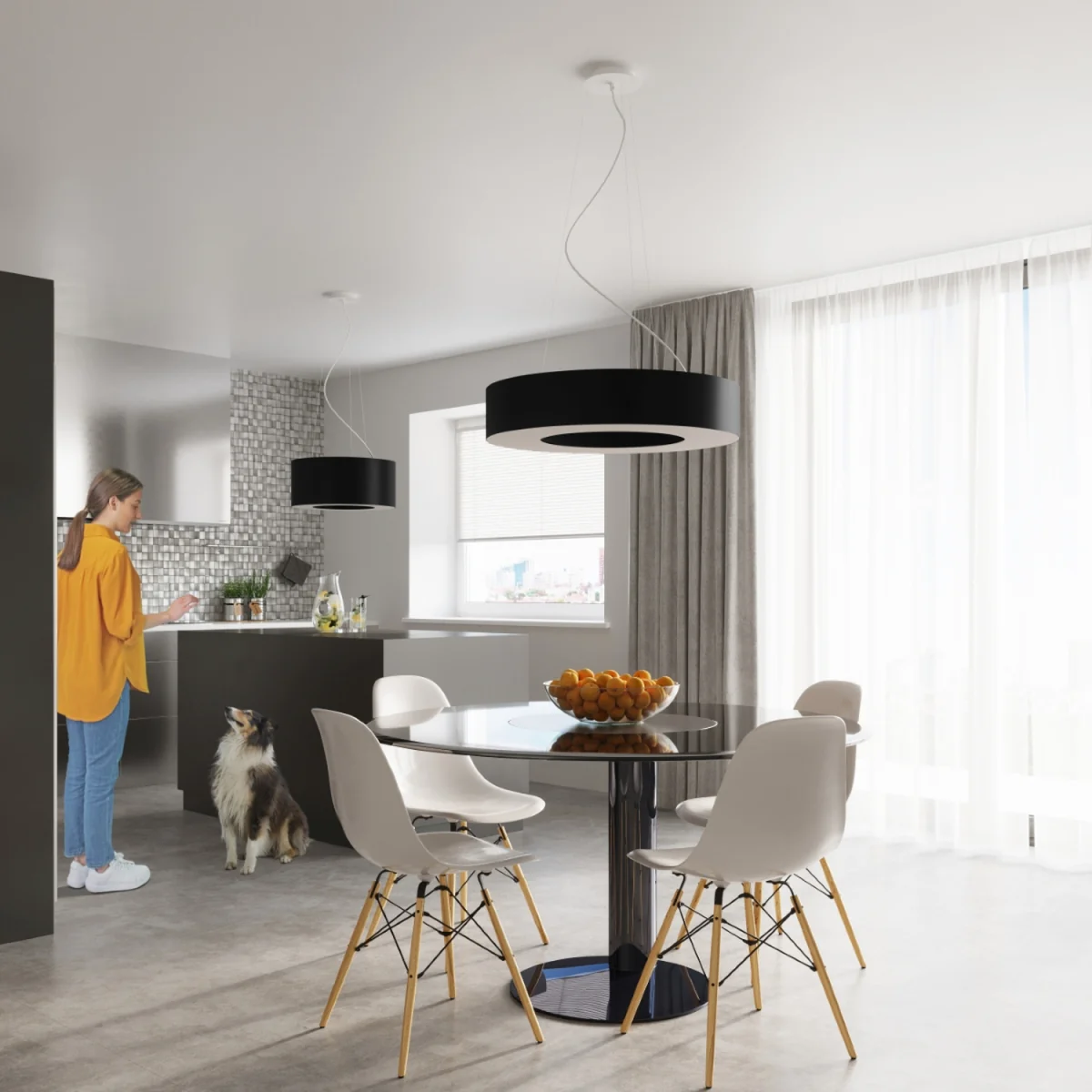 Chandelier SATURNO 90 black - black – image 4