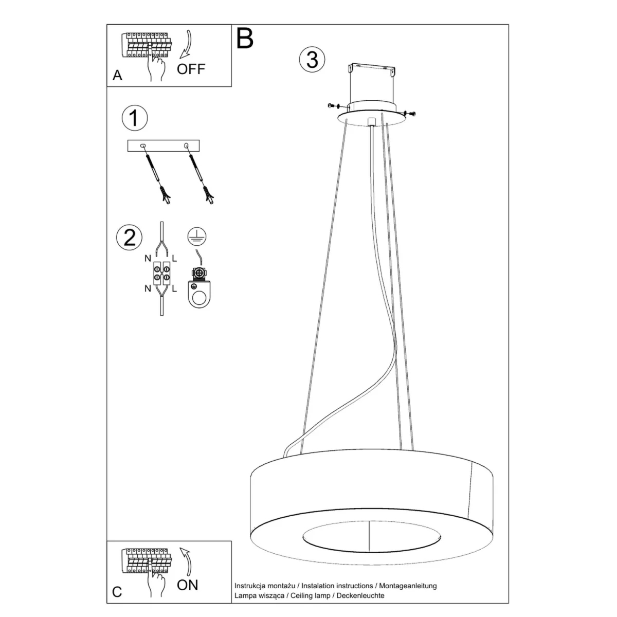 Chandelier SATURNO 90 black - black – image 8