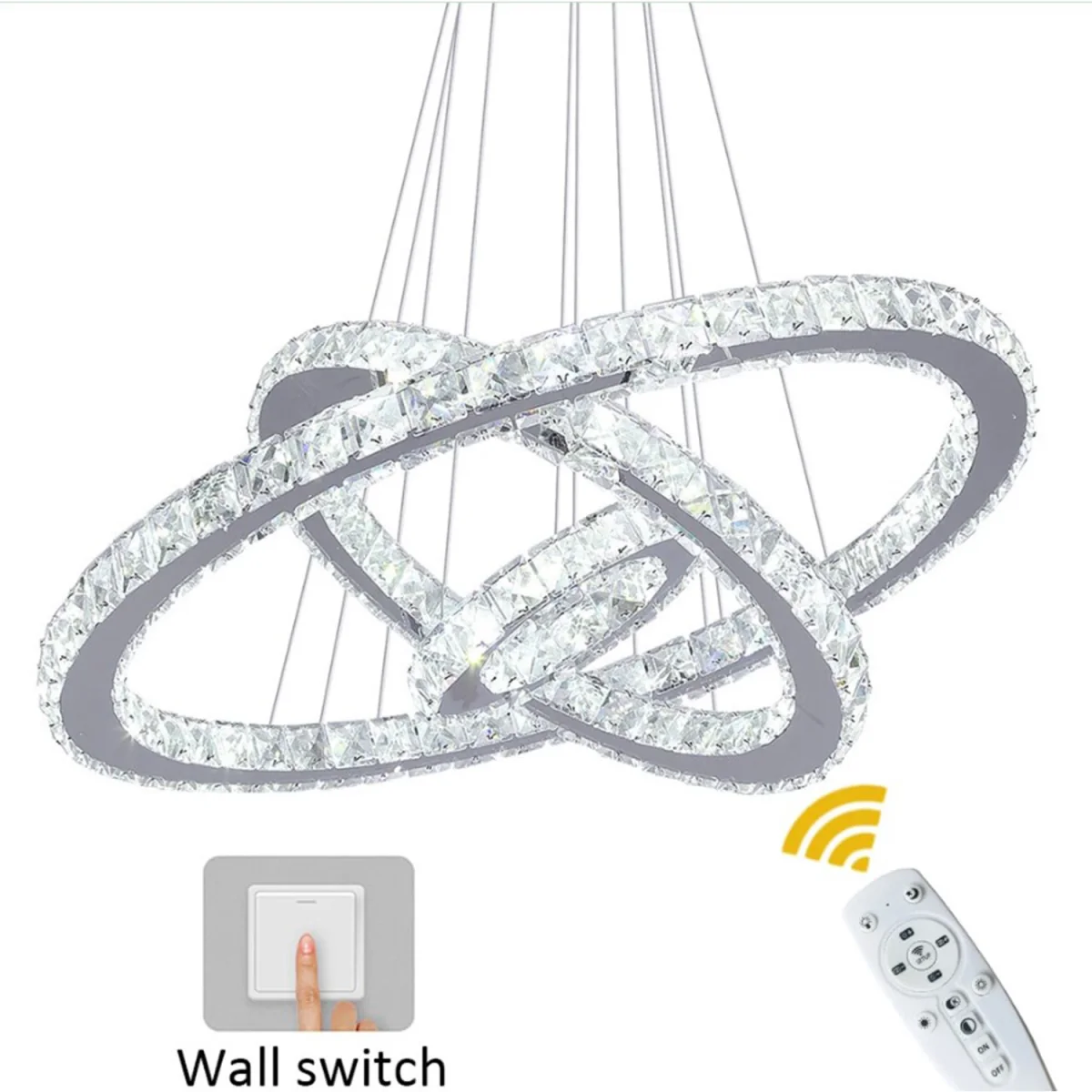 Chandelier Silver 3 Rings Pendant Light - Silver – image 2