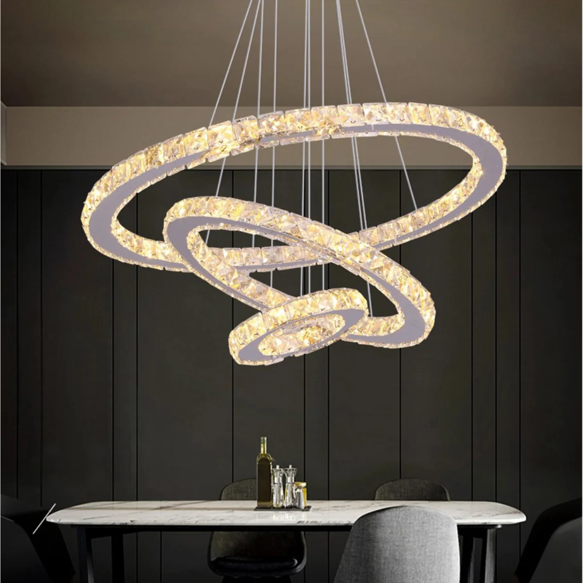 Chandelier Silver 3 Rings Pendant Light - Silver – image 1