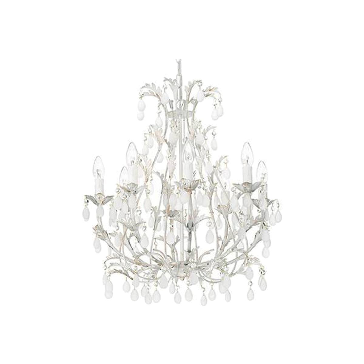 Cascina 8 Light Chandelier Gold, White Finish, E14 - White