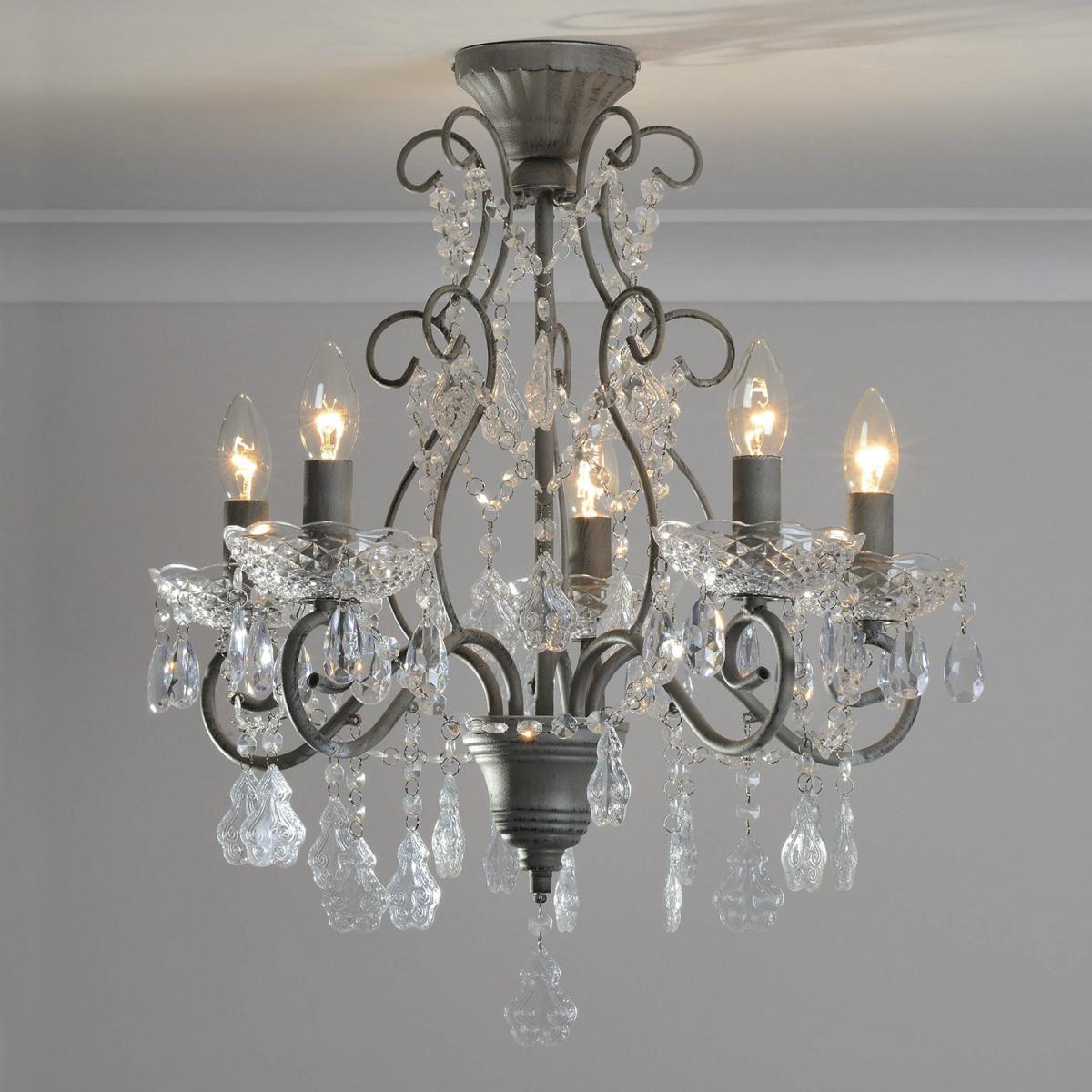 Antiqued Grey Flush Ceiling Chandelier – image 2
