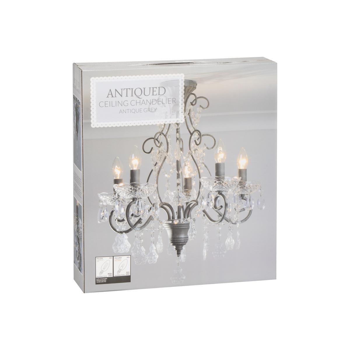 Antiqued Grey Flush Ceiling Chandelier – image 1