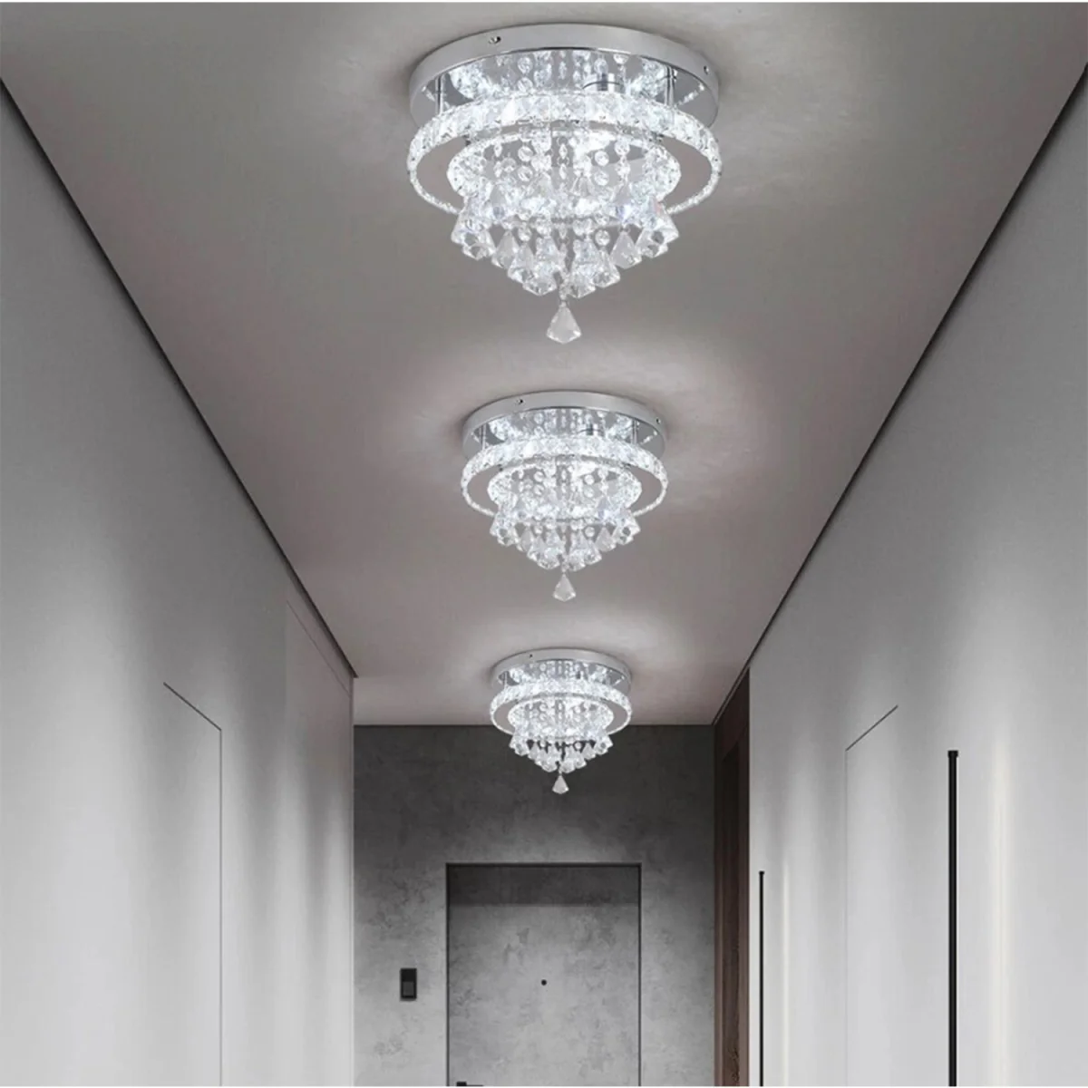 Chandelier Round Silver Crystal - Silver – image 2