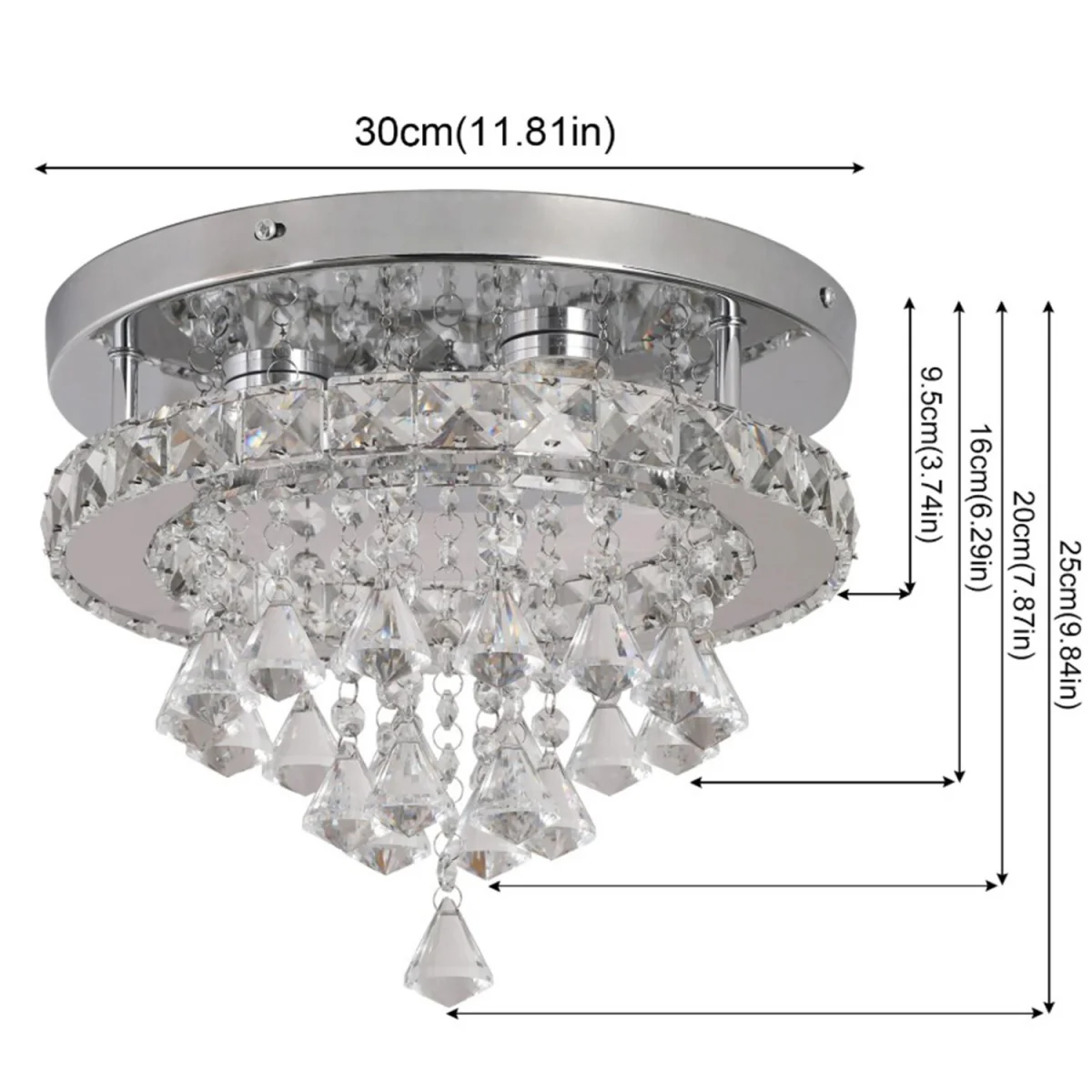 Chandelier Round Silver Crystal - Silver – image 3
