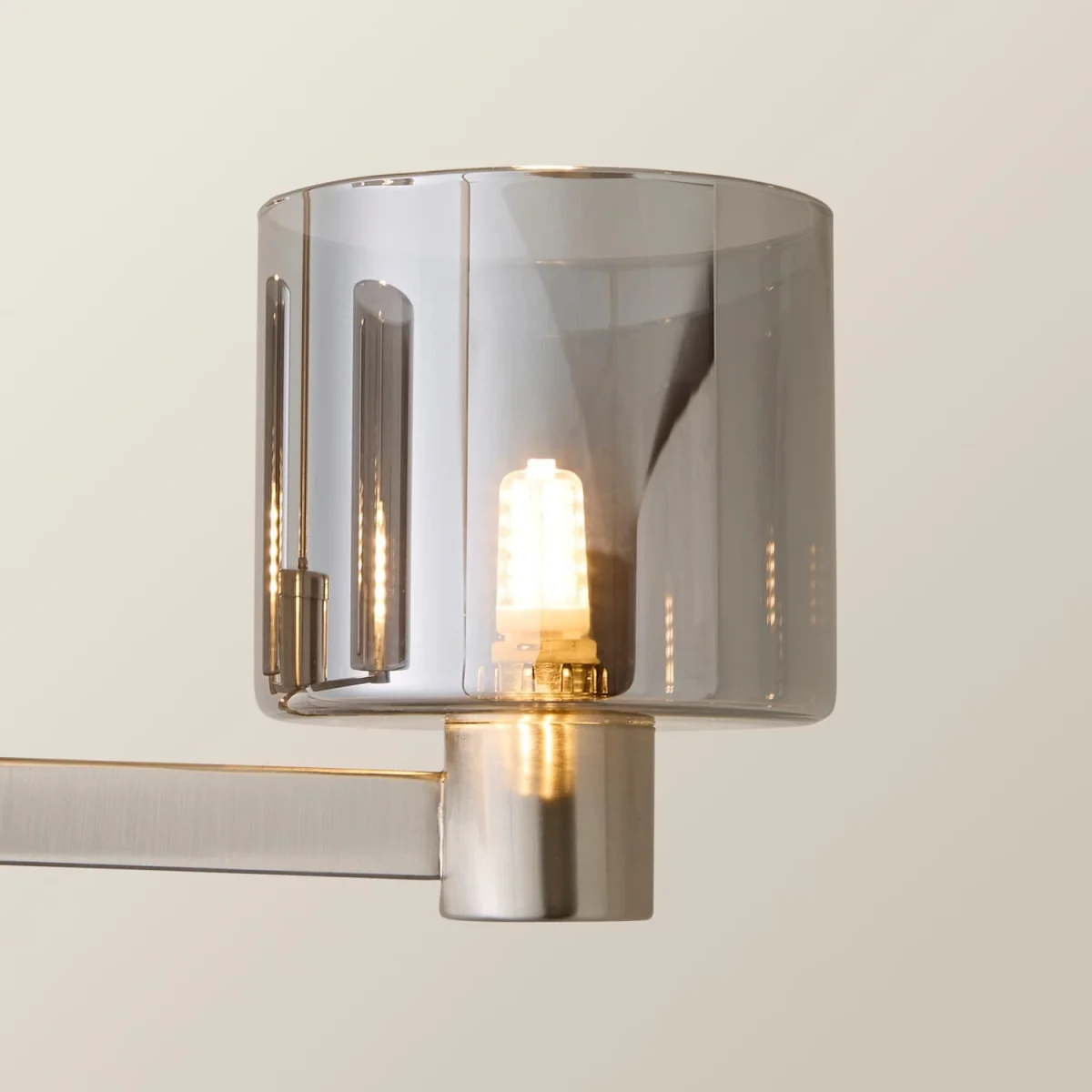 Demi Smoked Glass 3 Arm Chandelier Ceiling Light - Silver / 1.15kg – image 3