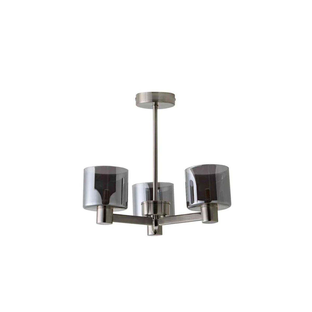 Demi Smoked Glass 3 Arm Chandelier Ceiling Light - Silver / 1.15kg – image 5
