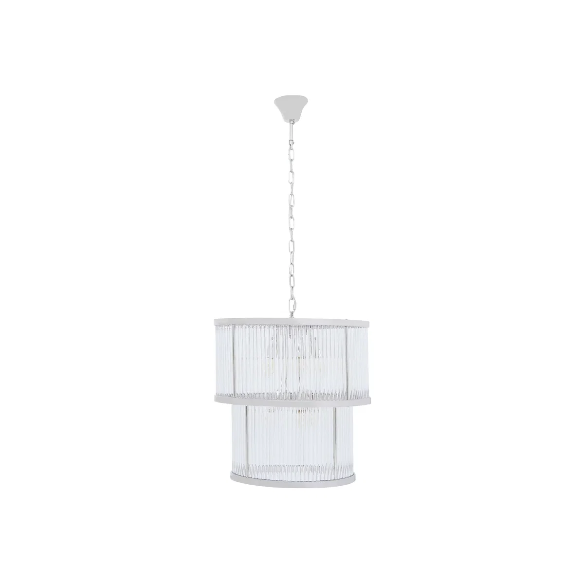 Salasco 2 Tier Nickel Finish Glass Chandelier - Silver – image 1