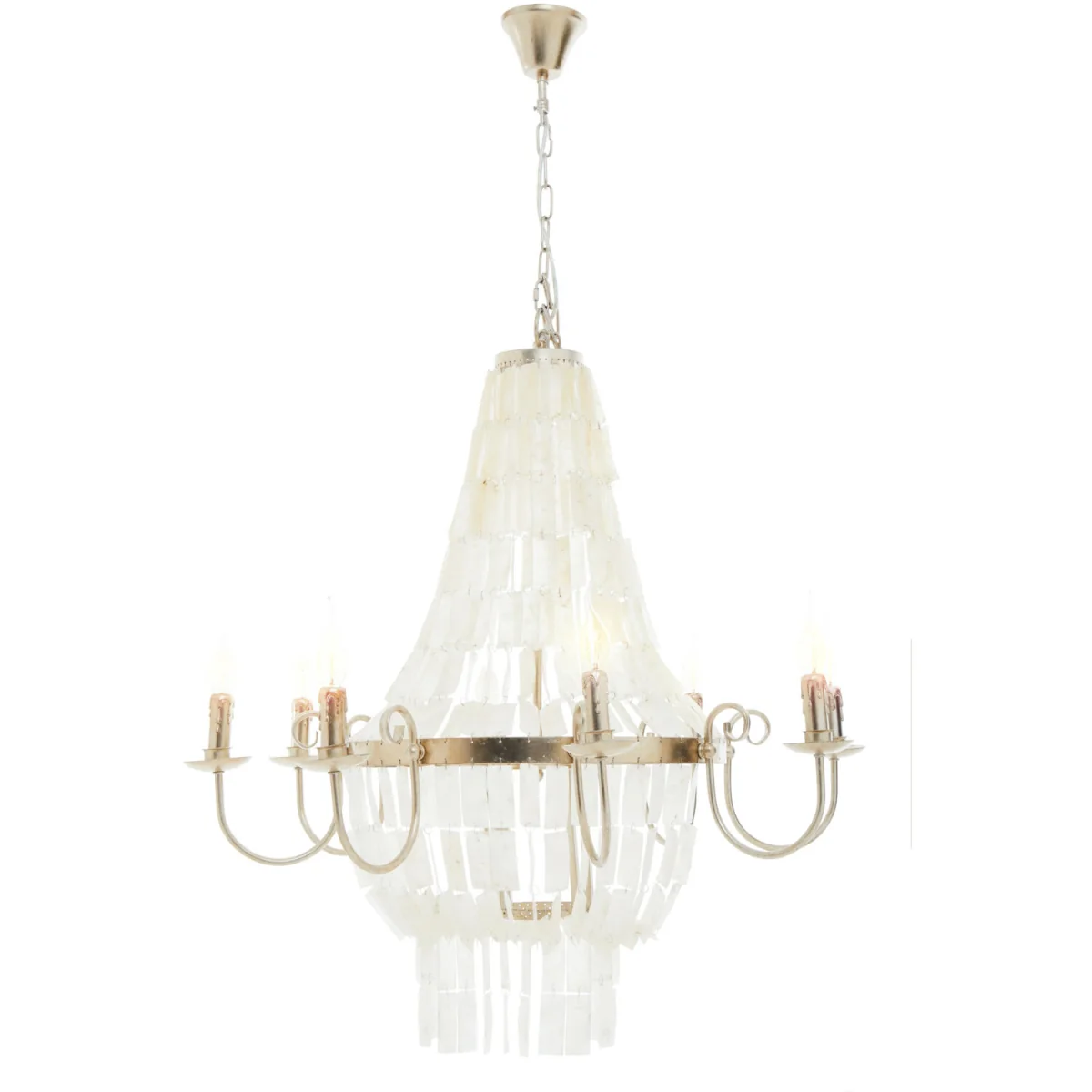 Elena 8 Bulb Seashell Chandelier - White, Silver – image 4