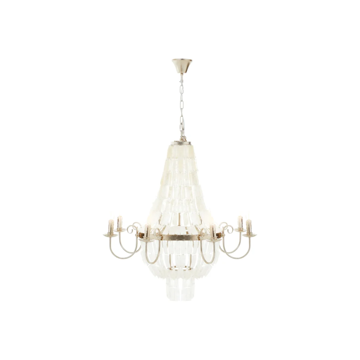 Elena 8 Bulb Seashell Chandelier - White, Silver – image 1