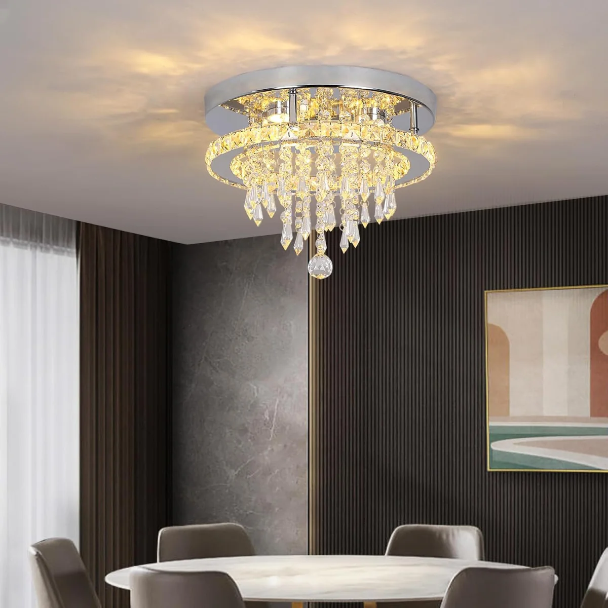 Chandelier Silver Crystal Round Light - Silver – image 3