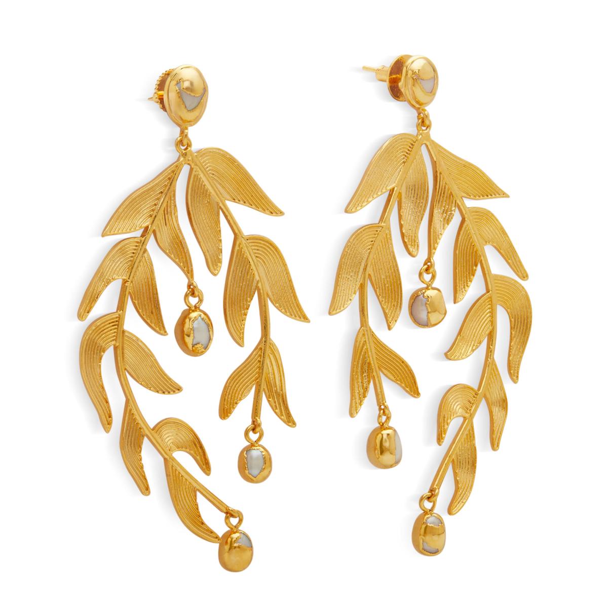 Women's Gold / White Gold Sooki Chandelier Earrings With Baroque Pearls | Dhwani Bansal – image 3