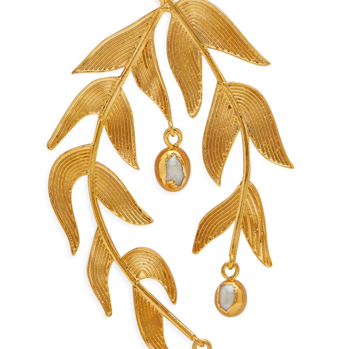 Women's Gold / White Gold Sooki Chandelier Earrings With Baroque Pearls | Dhwani Bansal – image 4