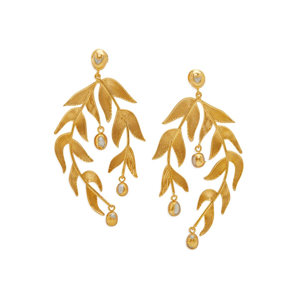 Women's Gold / White Gold Sooki Chandelier Earrings With Baroque Pearls | Dhwani Bansal – image 1