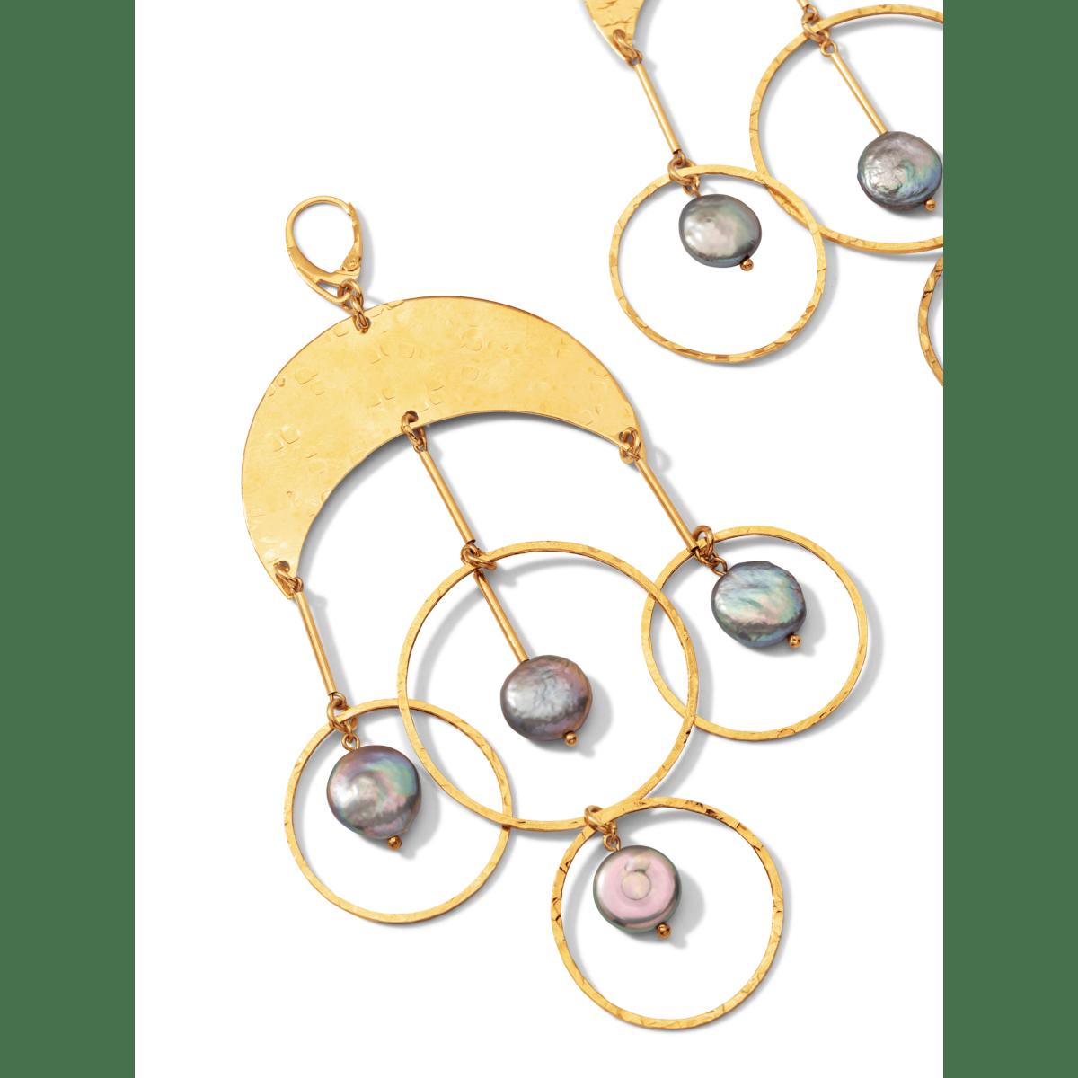 Women's Gold Mystic Moon Pearl Chandelier Earrings | Jaredjamin – image 3