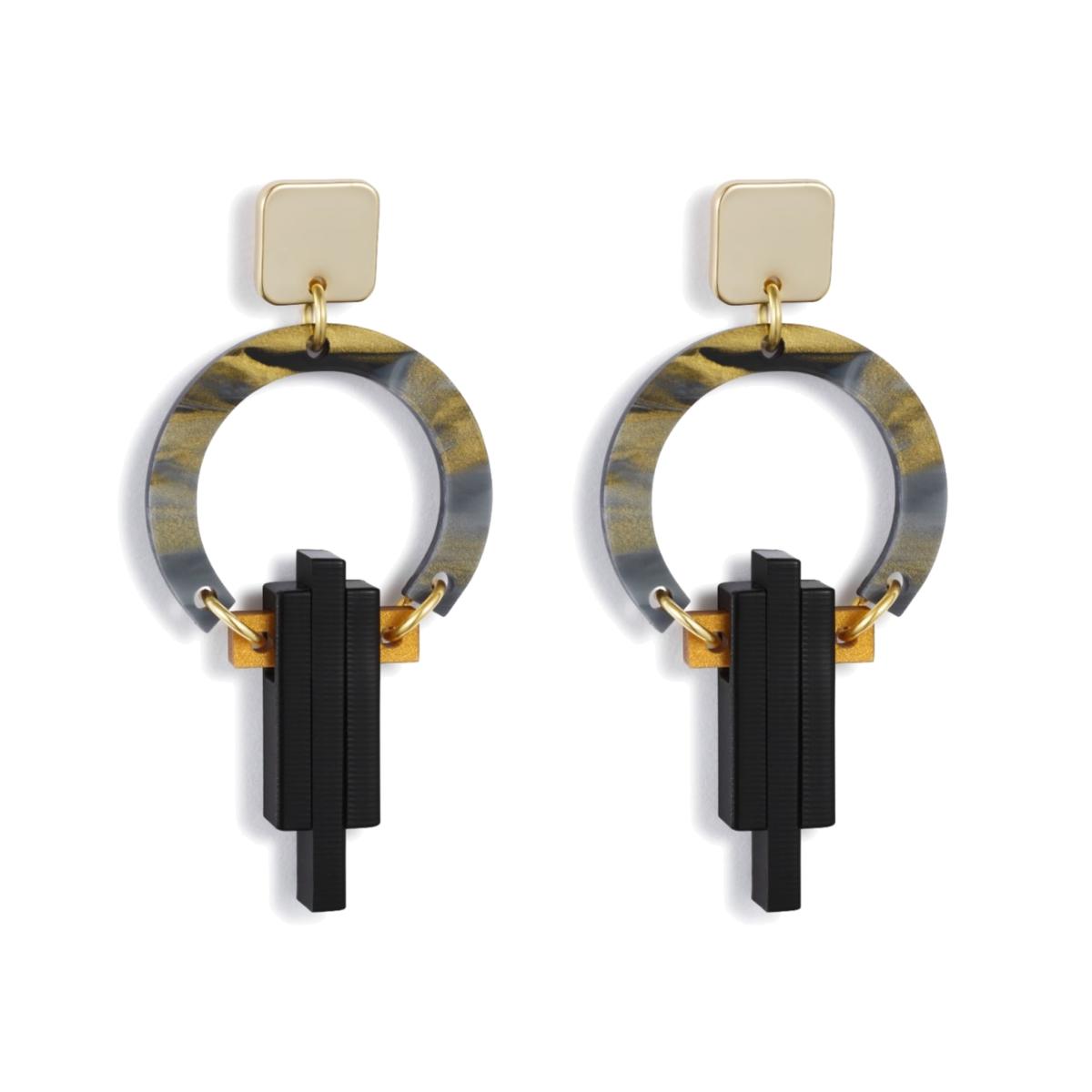 Women's Black / Gold Petite Art Deco Chandeliers - Black Swirl Toolally – image 1